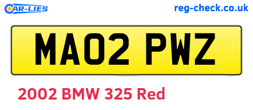 MA02PWZ are the vehicle registration plates.