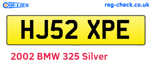 HJ52XPE are the vehicle registration plates.