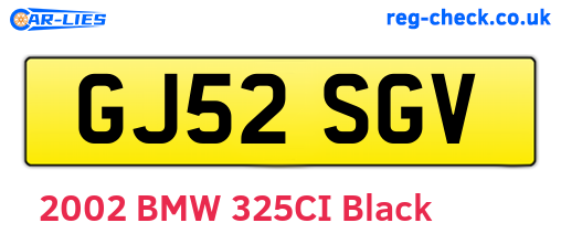 GJ52SGV are the vehicle registration plates.