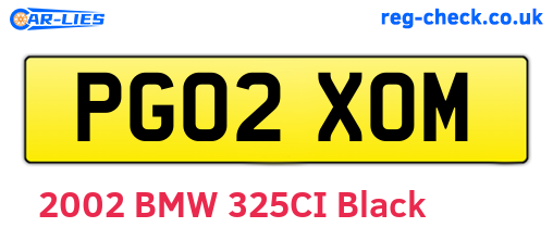 PG02XOM are the vehicle registration plates.