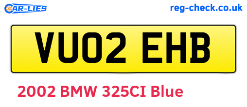 VU02EHB are the vehicle registration plates.