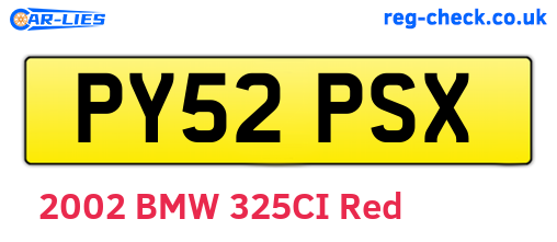 PY52PSX are the vehicle registration plates.