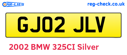 GJ02JLV are the vehicle registration plates.