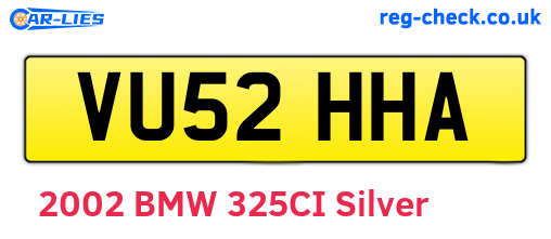 VU52HHA are the vehicle registration plates.