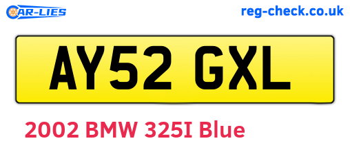 AY52GXL are the vehicle registration plates.