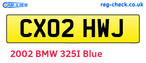 CX02HWJ are the vehicle registration plates.