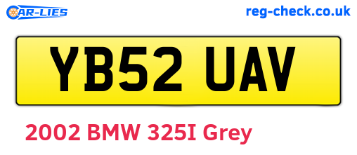 YB52UAV are the vehicle registration plates.