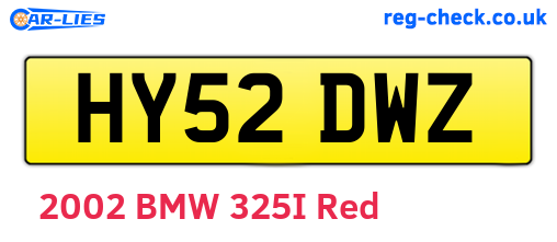HY52DWZ are the vehicle registration plates.