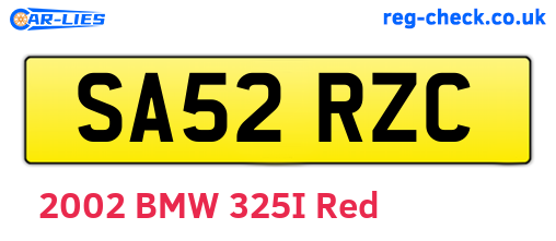 SA52RZC are the vehicle registration plates.