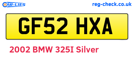 GF52HXA are the vehicle registration plates.