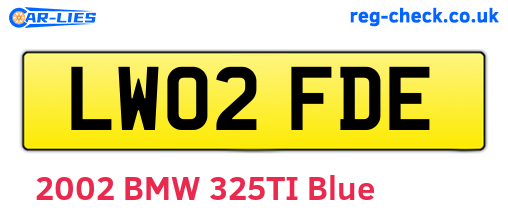 LW02FDE are the vehicle registration plates.