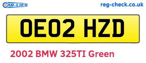 OE02HZD are the vehicle registration plates.