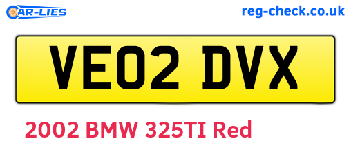 VE02DVX are the vehicle registration plates.