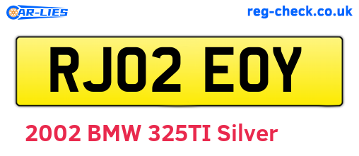 RJ02EOY are the vehicle registration plates.