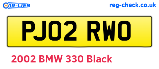 PJ02RWO are the vehicle registration plates.