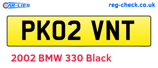 PK02VNT are the vehicle registration plates.