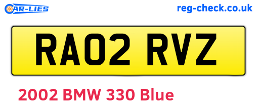 RA02RVZ are the vehicle registration plates.