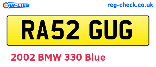RA52GUG are the vehicle registration plates.