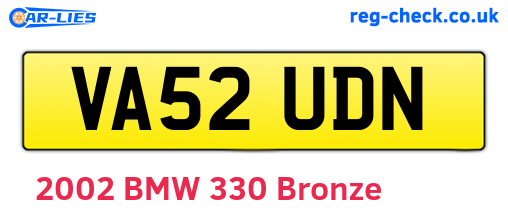 VA52UDN are the vehicle registration plates.