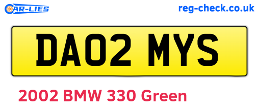 DA02MYS are the vehicle registration plates.