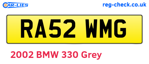 RA52WMG are the vehicle registration plates.