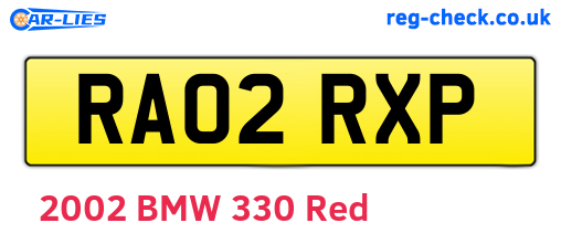 RA02RXP are the vehicle registration plates.