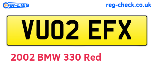 VU02EFX are the vehicle registration plates.