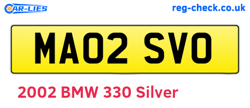 MA02SVO are the vehicle registration plates.