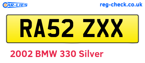 RA52ZXX are the vehicle registration plates.