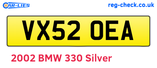 VX52OEA are the vehicle registration plates.