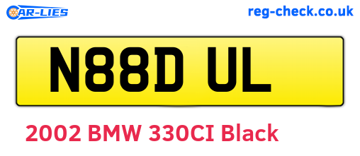 N88DUL are the vehicle registration plates.