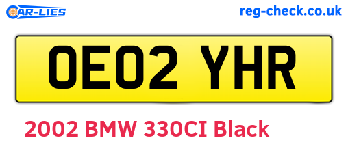 OE02YHR are the vehicle registration plates.