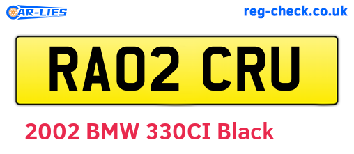 RA02CRU are the vehicle registration plates.