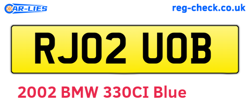 RJ02UOB are the vehicle registration plates.