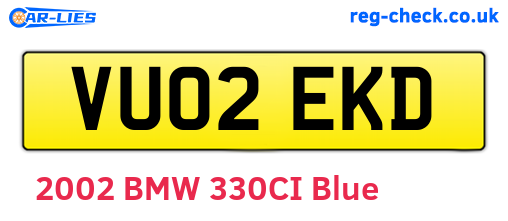 VU02EKD are the vehicle registration plates.