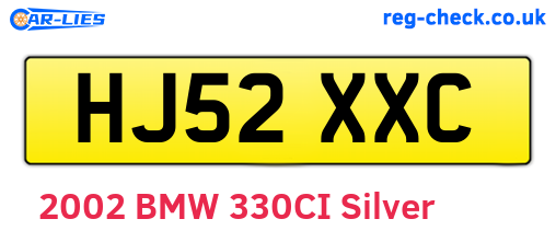 HJ52XXC are the vehicle registration plates.