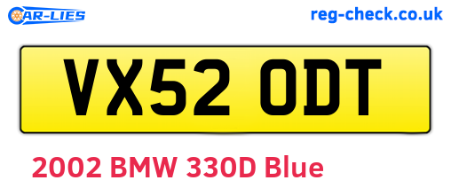 VX52ODT are the vehicle registration plates.