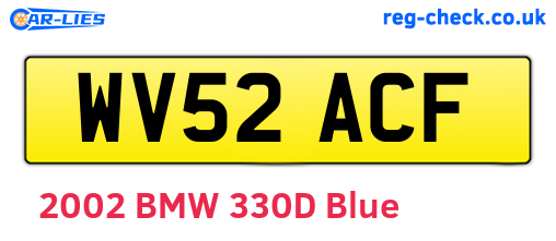 WV52ACF are the vehicle registration plates.