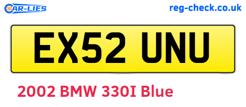 EX52UNU are the vehicle registration plates.