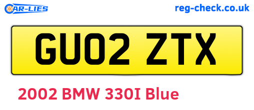 GU02ZTX are the vehicle registration plates.