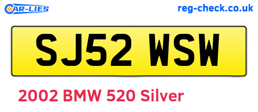 SJ52WSW are the vehicle registration plates.