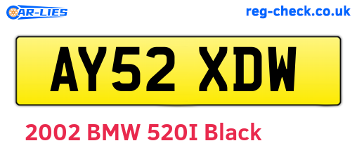 AY52XDW are the vehicle registration plates.