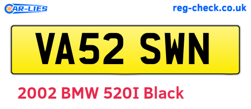 VA52SWN are the vehicle registration plates.