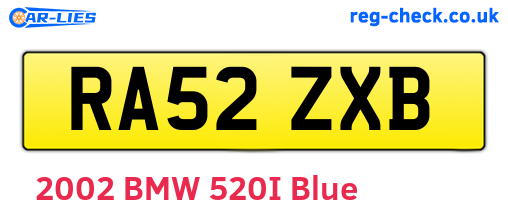 RA52ZXB are the vehicle registration plates.