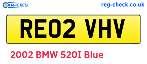 RE02VHV are the vehicle registration plates.
