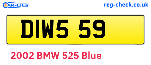 DIW559 are the vehicle registration plates.