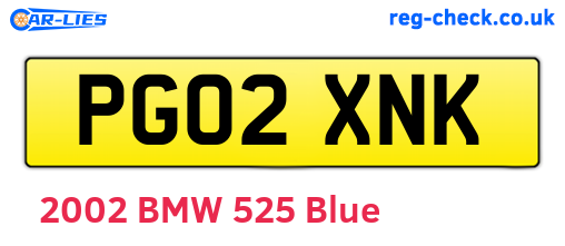 PG02XNK are the vehicle registration plates.