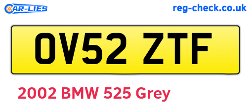 OV52ZTF are the vehicle registration plates.