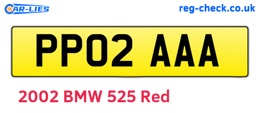 PP02AAA are the vehicle registration plates.