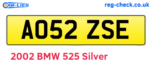 AO52ZSE are the vehicle registration plates.